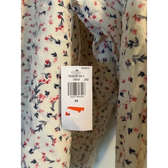 NWT Old Navy Women's Corduroy Long Sleeve Top Buttons Ties Petit Flowers Size 2X - Picture 2 of 6